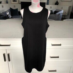 GAIAM Casual Activewear Rayon Poly Slvless Scoop Neck Midi Dress Black Sz L NWT
